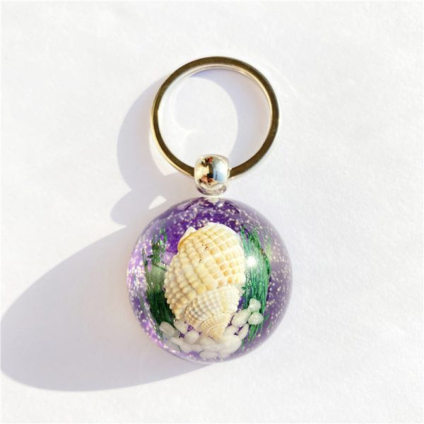 Wholesale 6pcs Resin Glue Natural Conch Keychain Online Hot Sale