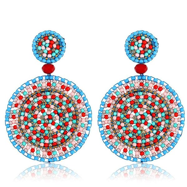 Wholesale Ethnic Style Rice Beads Personality Exaggerated Earrings For Discount