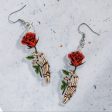 Wholesale Halloween Rose Skeleton Hand Earrings Supply