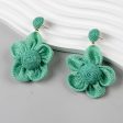 Wholesale Raffia Fabric Woven Elegant Flower Earrings For Sale