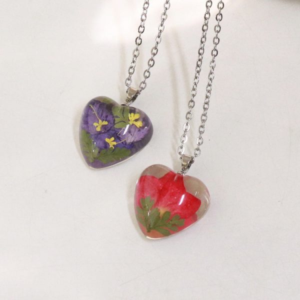 Wholesale 6pcs Monthly Everlasting Flower Resin Epoxy Love Pendant Necklace Online