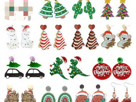 Wholesale Christmas Tree Rainbow Koala Dinosaur Cactus Acrylic Earrings Online