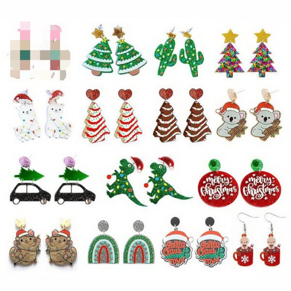 Wholesale Christmas Tree Rainbow Koala Dinosaur Cactus Acrylic Earrings Online