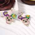 Wholesale Halloween Inlaid Zircon with Sequined Skull Earrings Online Hot Sale