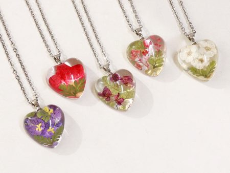 Wholesale 6pcs Monthly Everlasting Flower Resin Epoxy Love Pendant Necklace Online