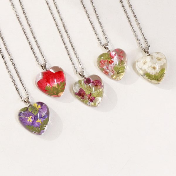 Wholesale 6pcs Monthly Everlasting Flower Resin Epoxy Love Pendant Necklace Online