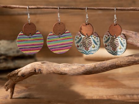 Wholesale Exaggerated Boho Wooden Round Earrings For Sale