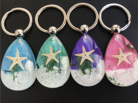 Wholesale 12pcs Resin Glue Natural Starfish Conch Specimen Keychain Online