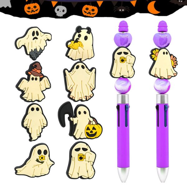 Wholesale 100pcs Halloween PVC Soft Rubber Ghost Divy Beads Cheap