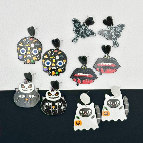 Wholesale Halloween Ghost Pumpkin Cartoon Animal Acrylic Earrings Online