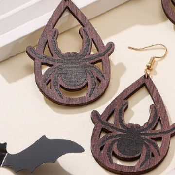 Wholesale Halloween Wooden Funny Pumpkin Spider Candy Earrings Online Sale