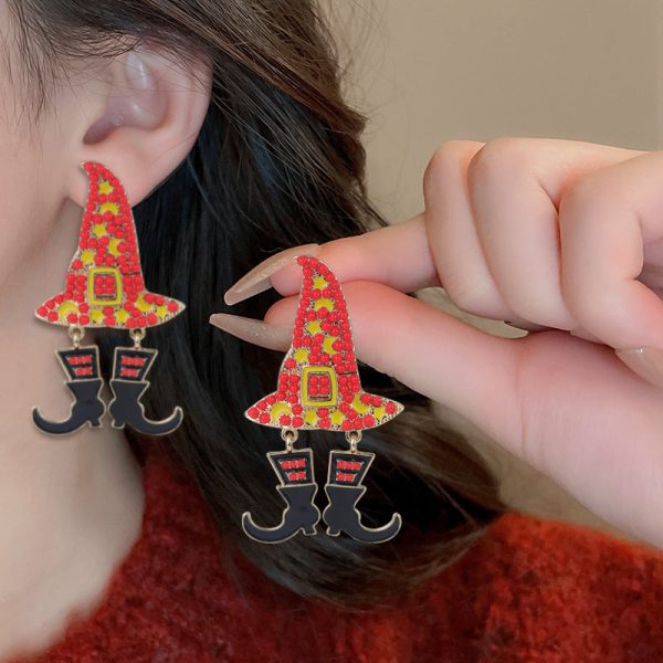 Wholesale Halloween Wizard Hat Boots Dark Style Earrings Online