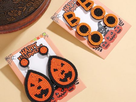 Wholesale Halloween BOO Scary Ghost Face Beaded Earrings Fashion