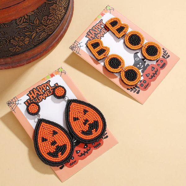 Wholesale Halloween BOO Scary Ghost Face Beaded Earrings Fashion