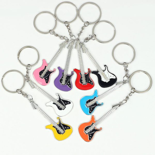 Wholesale Music Festival Metal Instrument Colorful Guitar Keychain Online Sale