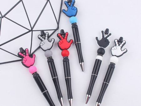 Wholesale Beaded Pens DIY Handmade Palm Silicone Beads Black Plastic Multifunctional Ballpoint Pen Online Hot Sale