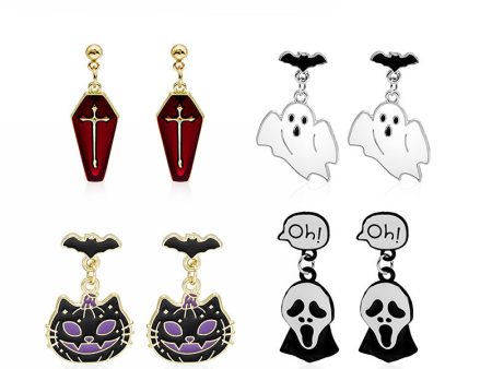 Wholesale Halloween Funny Exaggerated Skull Ghost Cross Earrings Fashion