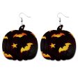 Wholesale Halloween Pumpkin Bat Alien Funny Heart Shape Leather Earrings Hot on Sale