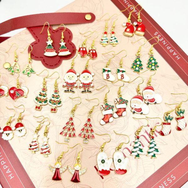 Wallesar Santa Claus Christmas Tree Cartoon Earrings Discount