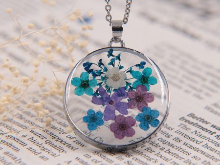 Wholesale 6pcs Pressed Real Flower Pendant Necklace on Sale