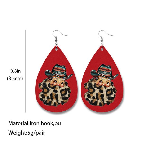 Wholesale Christmas Cow Sheep Animal Western Style Sunflower Retro PU Leather Earrings Online now