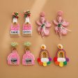 Wholesale Bohemian Handmade Fabric Rice Beads Wine Bottle Flower Earrings Sale