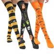 Wholesale Halloween Pumpkin Ghost Skeleton Spider Black and Yellow Striped Socks For Discount