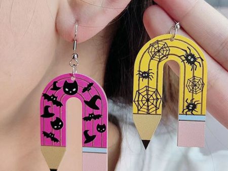 Wholesale Halloween Ghost U-shaped Pencil Acrylic Exaggerated Earrings Online Sale