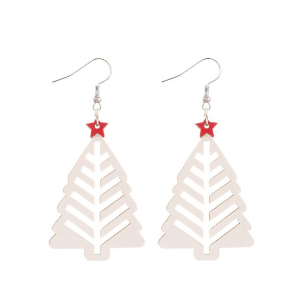 Wholesale Christmas Simple Hollow Christmas Tree Pu Leather Earrings Online now