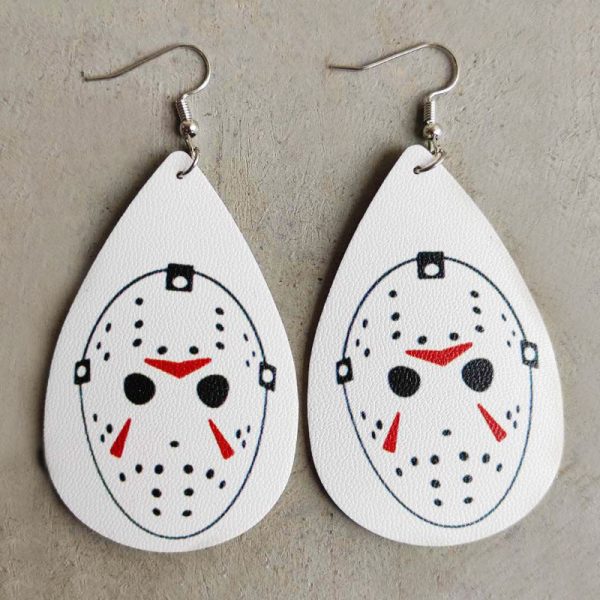 Wholesale Halloween Leather Horror Clown Blood Rainbow Leopard Earrings For Sale