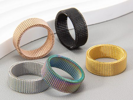 Wholesale 8MM Titanium Steel Deformable Multicolor Mesh Ring Online Sale