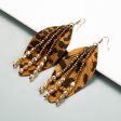 Wholesale Leaf Leopard Leather Crystal Tassel Earrings For Sale