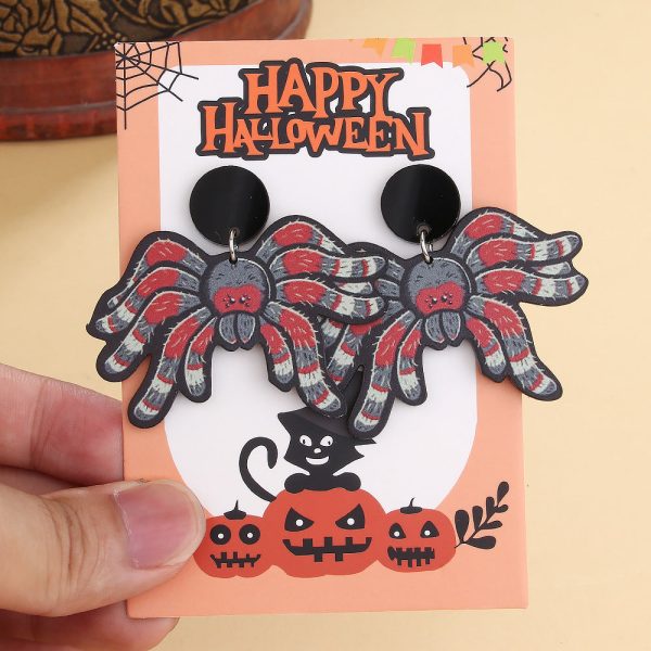 Wholesale Creative Spider Handmade Halloween Horror Ghost Spider Acrylic Earrings For Discount