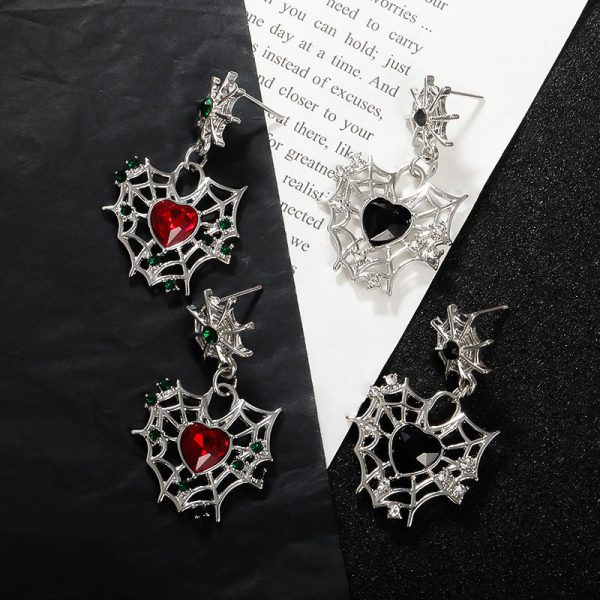 Wholesale Halloween Sweet Cool Dark Love Spider Web Earrings Fashion