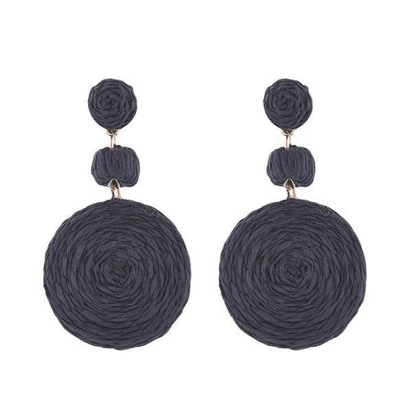 Wholesale Bohemian Raffia Round Earrings on Sale