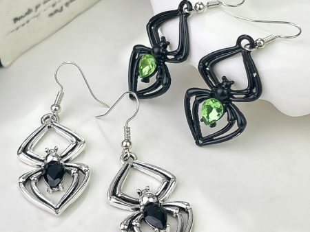 Wholesale Halloween Spider Retro Exaggerated Emerald Earrings Cheap