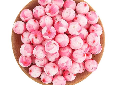 Wholesale 50pcs 15mm Water Transfer Peach Petal Silicone Beads For Discount