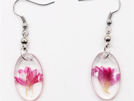 Wholesale 12pcs Resin Dried Flower Fashion Ethnic Style Real Flower Earrings For Discount