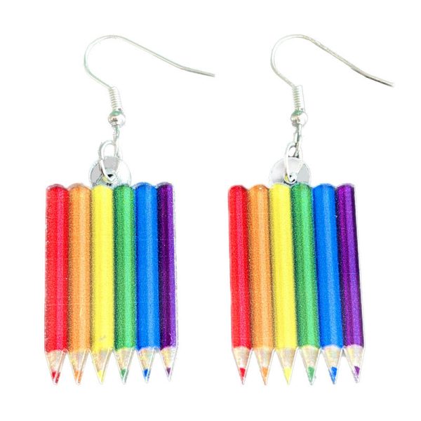 Wholesale Rainbow Game Machine Mushroom Elf Drink Color Pen Acrylic Fun Earrings Online Hot Sale