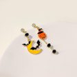 Wholesale Halloween Color Matching Cartoon All-match Pumpkin Ghost 925 Silver Needle Earrings Sale