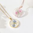 Wholesale 6pcs Rose Gold Forget-me-not Dried Flower Transparent Resin Necklace For Discount