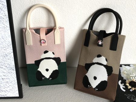 Wholesale Panda Shoulder Crossbody Hand-held Knitted Bag Online now