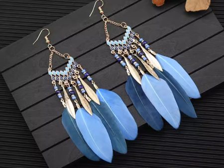 Wholesale Bohemian Long Feather Tassel Earrings Online