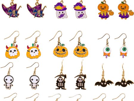 Wholesale Halloween Bat Pumpkin Funny Horror Skull Eye Earrings Sale