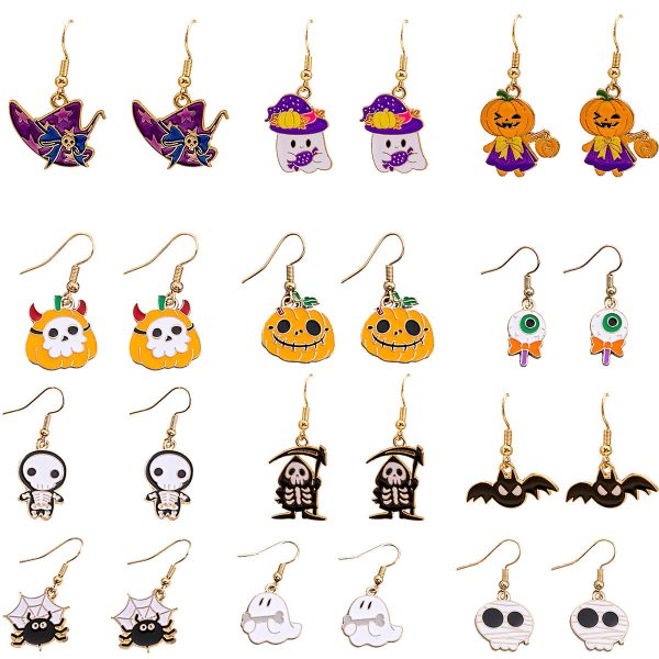 Wholesale Halloween Bat Pumpkin Funny Horror Skull Eye Earrings Sale