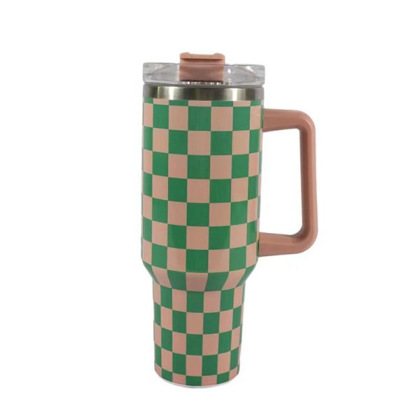 Wholesale Tumbler 40oz Houndstooth Portable Handle Large Capacity Ice Cup on Sale