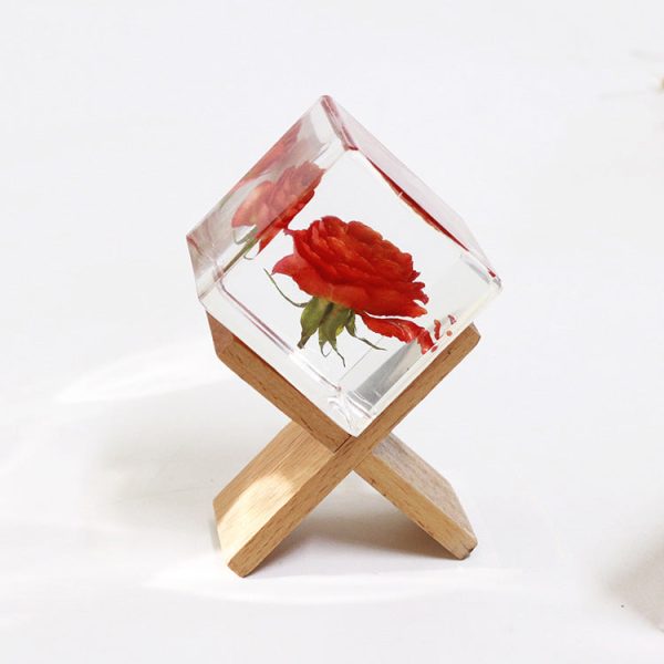 Wholesale 6pcs Orange Juice Rose Dried Flower High Transparent Resin Ornaments Supply