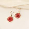 Wholesale 6pcs Resin Dried Flower Irregular Round Gold Earrings Fashion