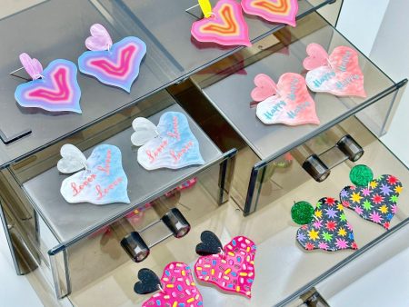 Wholesale Colorful Printed Love Acrylic Valentine s Day Gradient Earrings Discount