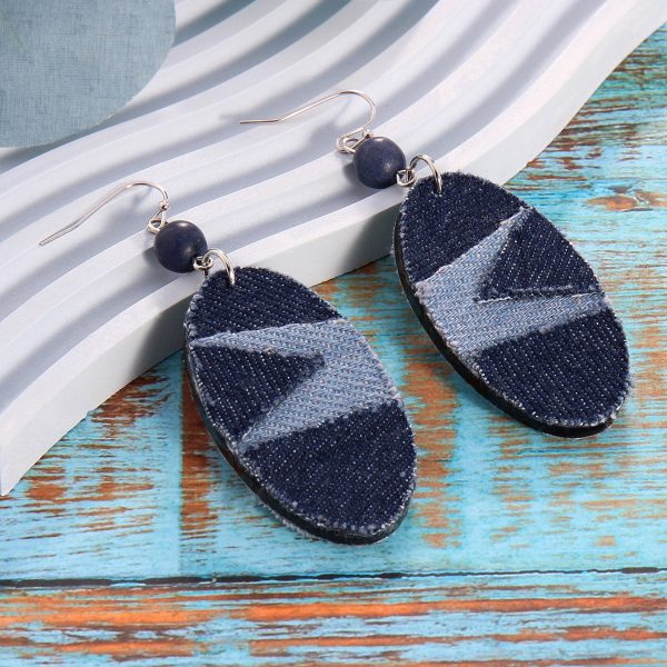 Wholesale Exaggerated Fashionable Atmosphere High-grade Denim Tassel Chain Bohemian Style Denim Earrings Cheap